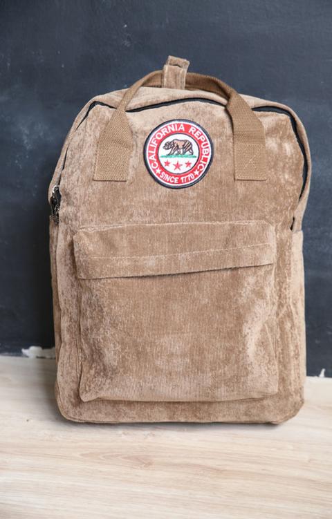 Brown California Corduroy Backpack