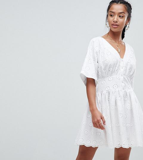 Asos Petite - Vestitino Da Giorno In Pizzo - Bianco