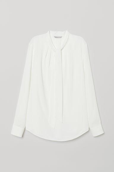 H & M - Camicetta Con Colletto E Nodo - Bianco