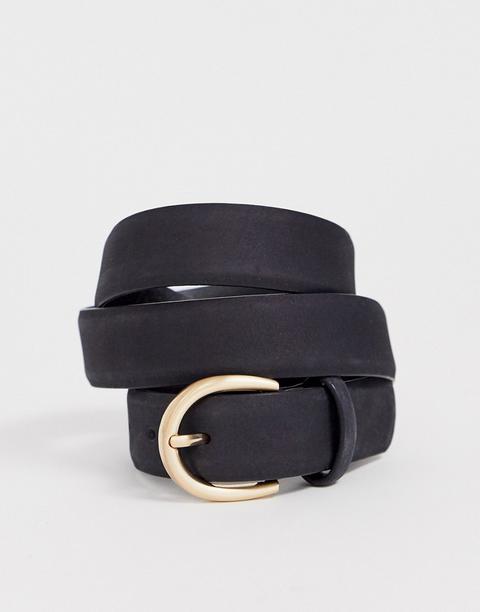 Pieces Leather Rounded Buckle Belt-black