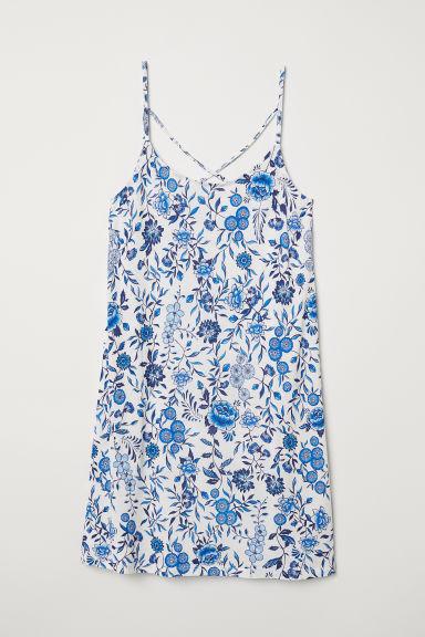 H & M - Vestido Estampado De Punto - Blanco