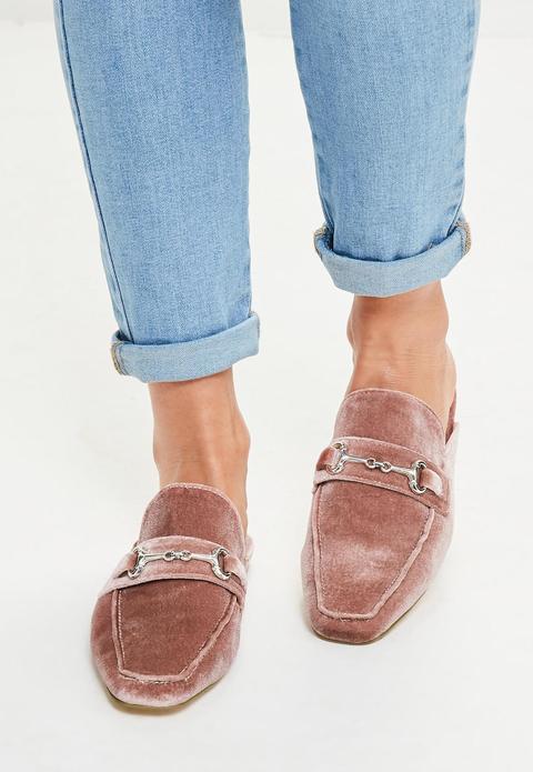 Pink Velvet Mules, Pink