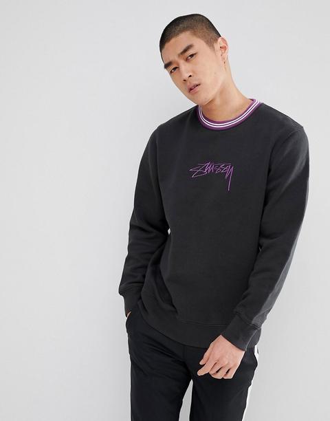 Stussy Sweatshirt With Contrast Collar - Black