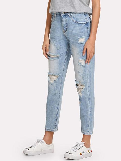 Jeans Strappati Lavaggio Candeggina