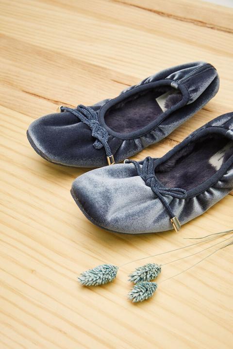 Zapatillas Bailarina Velour Azul