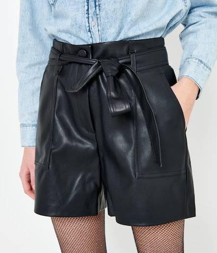 Short Simili Noir Femme