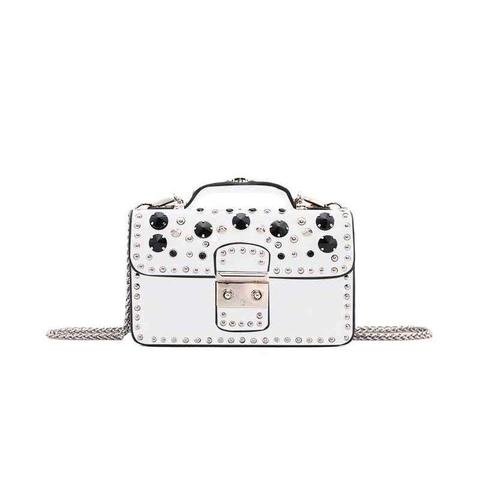 Glene Studded Metal Lock Cross Body Bag - Small