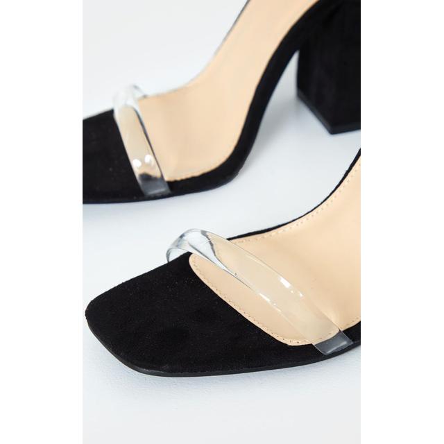 black clear strap ankle tie heels