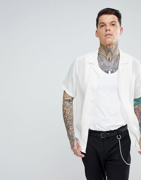 Asos - Camicia In Seta Vestibilità Classica Con Rever - Bianco