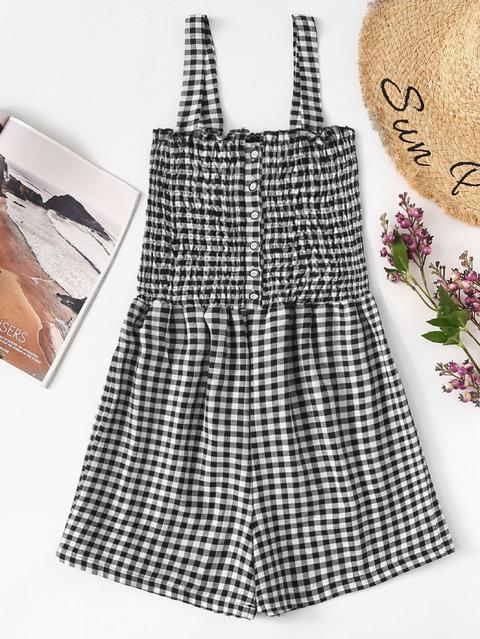 Gingham Shirred Pagliaccio