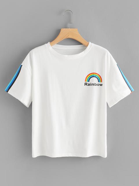 T-shirt Con Stampa Arcobaleno