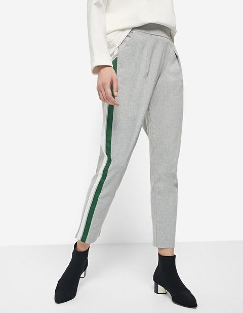 Pantaloni A Carota Doppia Fascia Laterale Verde Smeraldo