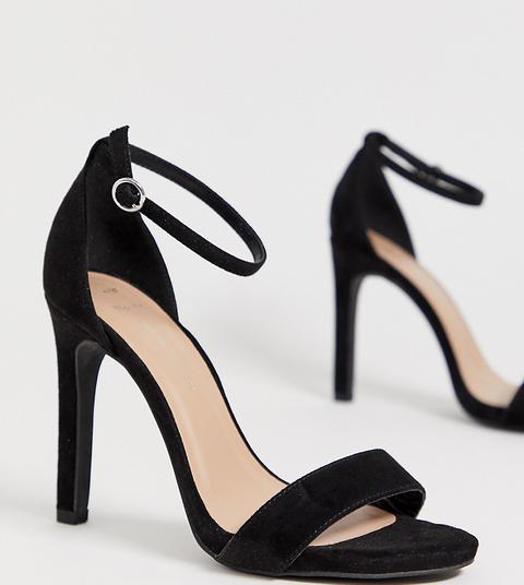 New Look Wide Fit Heeled Sandal In Black