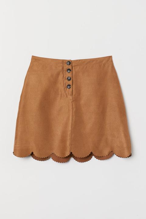 H & M - Gonna Con Bordo Smerlato - Beige