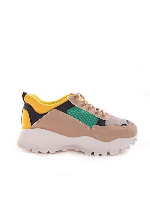 Mads Beige Multi Panel Chunky Trainers