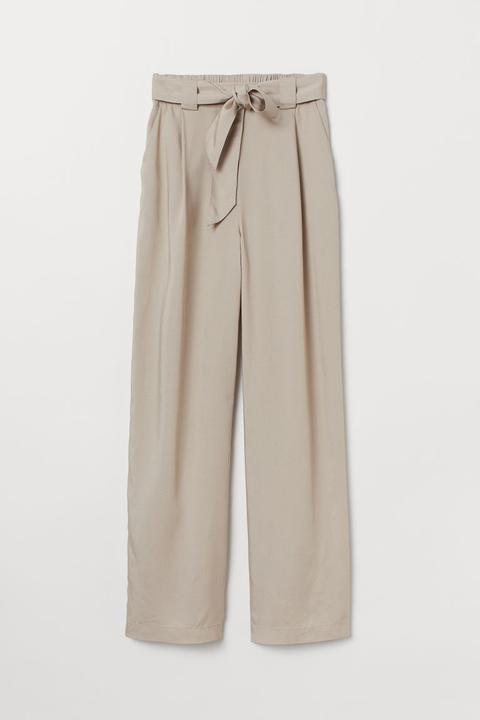 Pantalón De Lyocell Sin Cierre - Beis