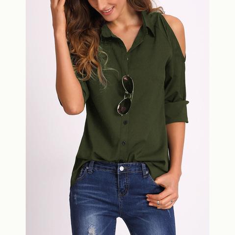 Blusa Con Hombro Abierto - Verde Militar