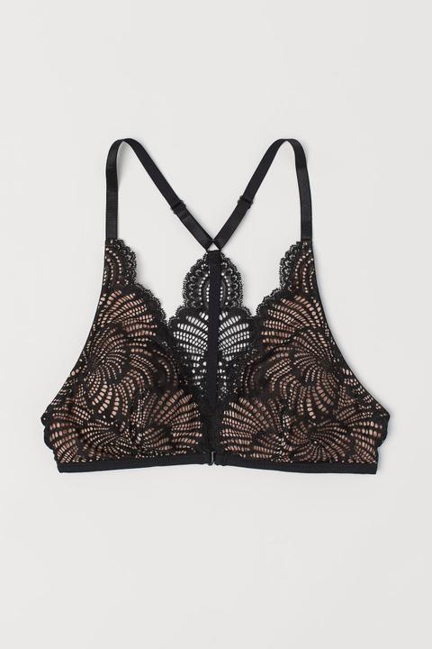 H & M - Reggiseno Pizzo Senza Ferretto - Nero