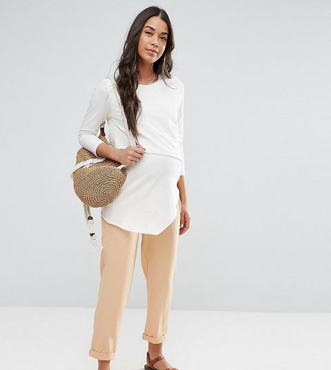 Asos Maternity - Pantaloni Con Pinces Easy-on - Marrone