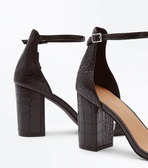 croc block heels
