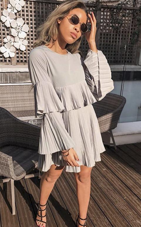 Tessy Frill Shift Dress In Grey