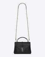 Classic Medium Monogram Saint Laurent Collège In Black Crocodile Embossed Leather