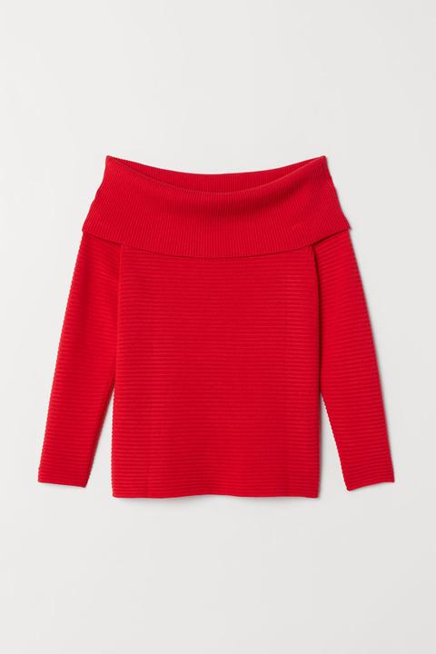 H & M - Pullover A Spalle Scoperte - Rosso