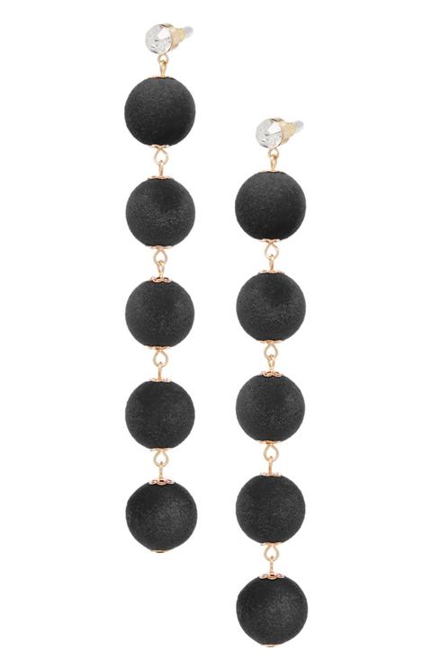 Black Pom Pom Earrings