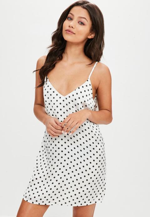 missguided white polka dot dress