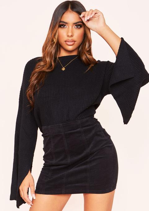 Leonie Black Cord Mini Skirt