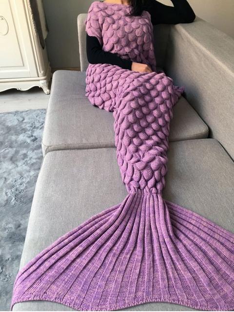 Fish Scale Knit Long Mermaid Blanket Throw