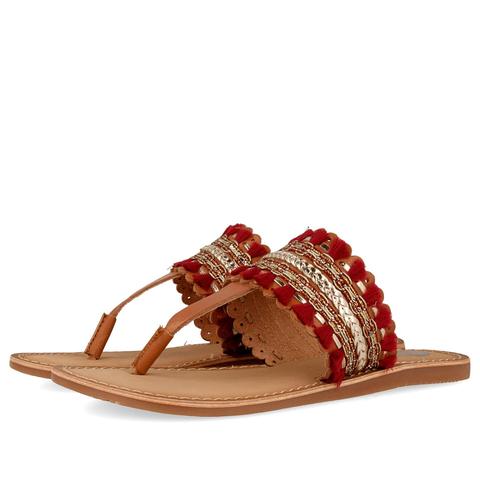 Sandalias De Mujer En Piel Roja Para Mujer Sayani