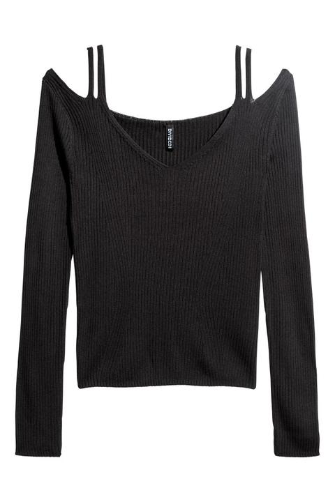 H & M - Maglia A Spalle Scoperte - Nero