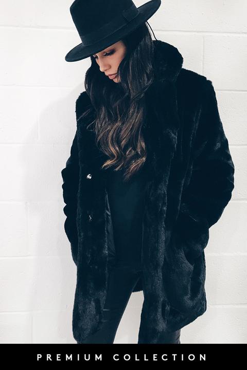 Ariana Black Premium Faux Fur Jacket