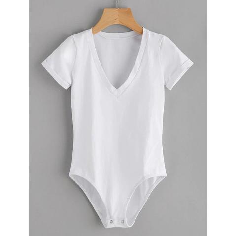 Casuale Plain Bianco Body Taglie Forti