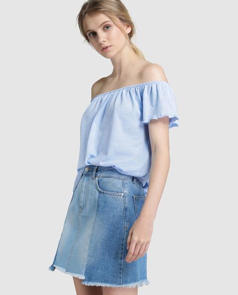 Easy Wear - Falda Vaquera De Mujer Bicolor
