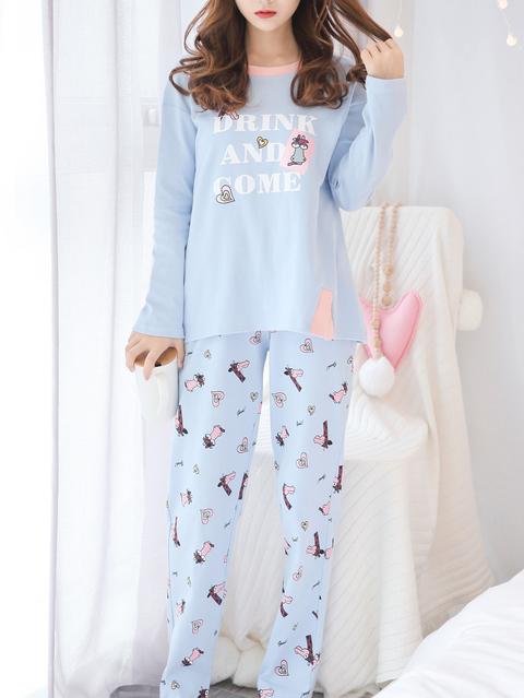 Giraffe Print Tee & Pants Pj Set