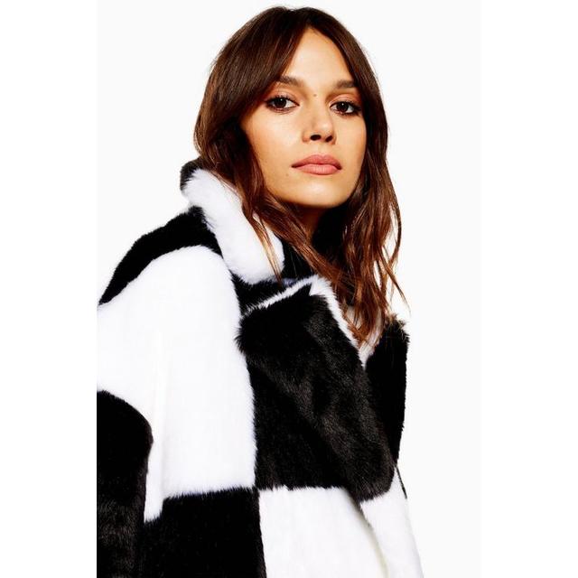 checkerboard fur coat