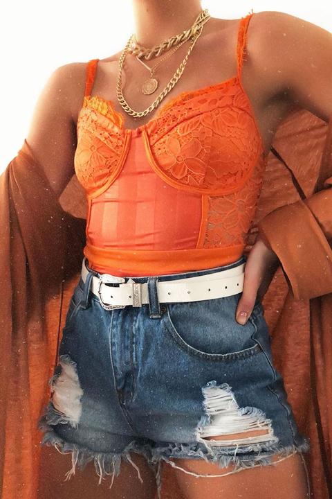 orange lace bodysuit