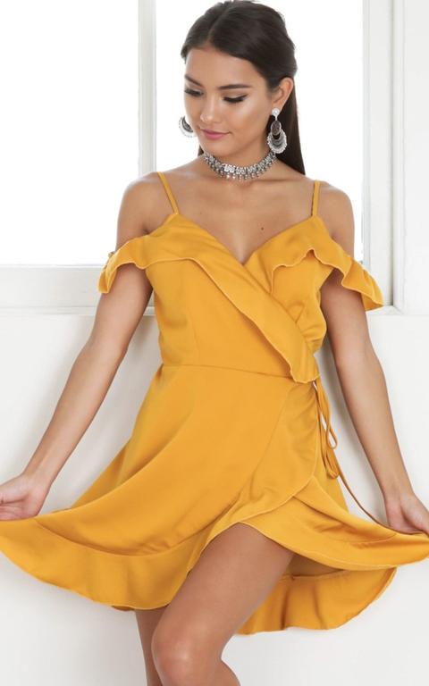 Bright Side Dress In Mustard