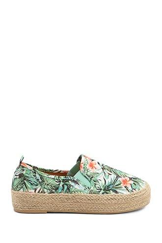 Forever 21 Floral Print Flats , Green/multi