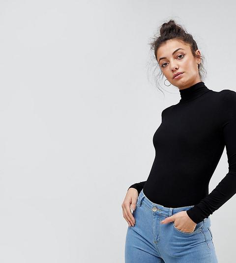 Asos Design Tall Body With Long Sleeves And Turtle Neck In Black - Black