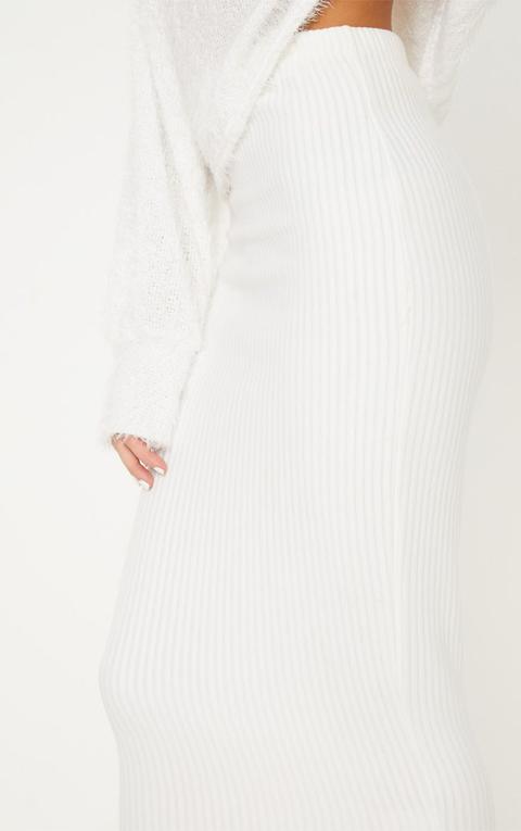 White Jumbo Rib Midaxi Skirt