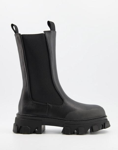 Public Desire Boston Chunky Chelsea Boots In Black