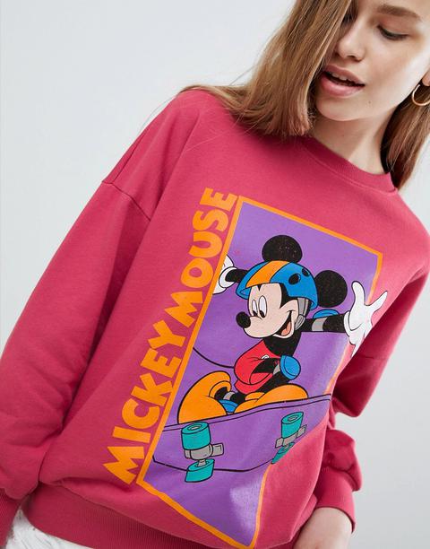 Pull&bear - Maglione Rosa Con Topolino - Rosa