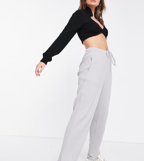 Collusion Unisex Relaxed Tapered Joggers In Heavy Compact Rib In Grey Co-ord