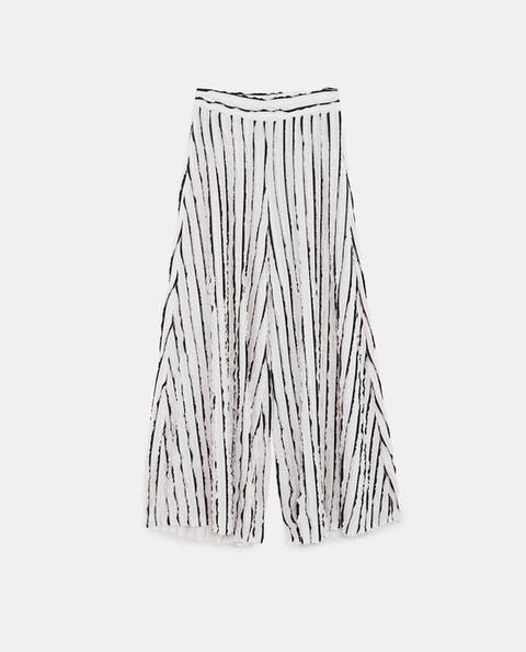 Pantalón Ancho Volantes Contrastados