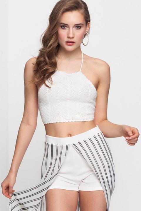 Top In Crochet Bianco