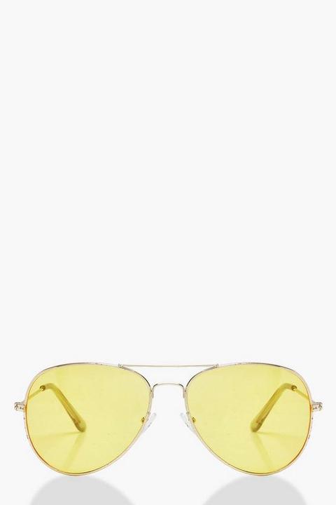 Yellow Lens Aviator Fashion Sunglasses