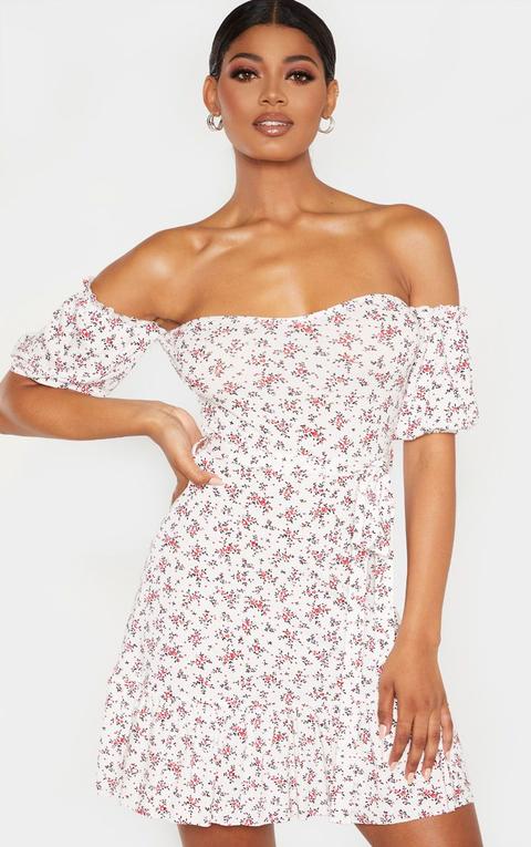 bardot ditsy frill dress